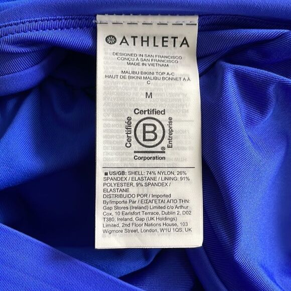 SOLD NOT AVAILABLE ATHLETA Malibu Bikini Top A-C, Cerulean, Size Medium - Picture 11 of 12